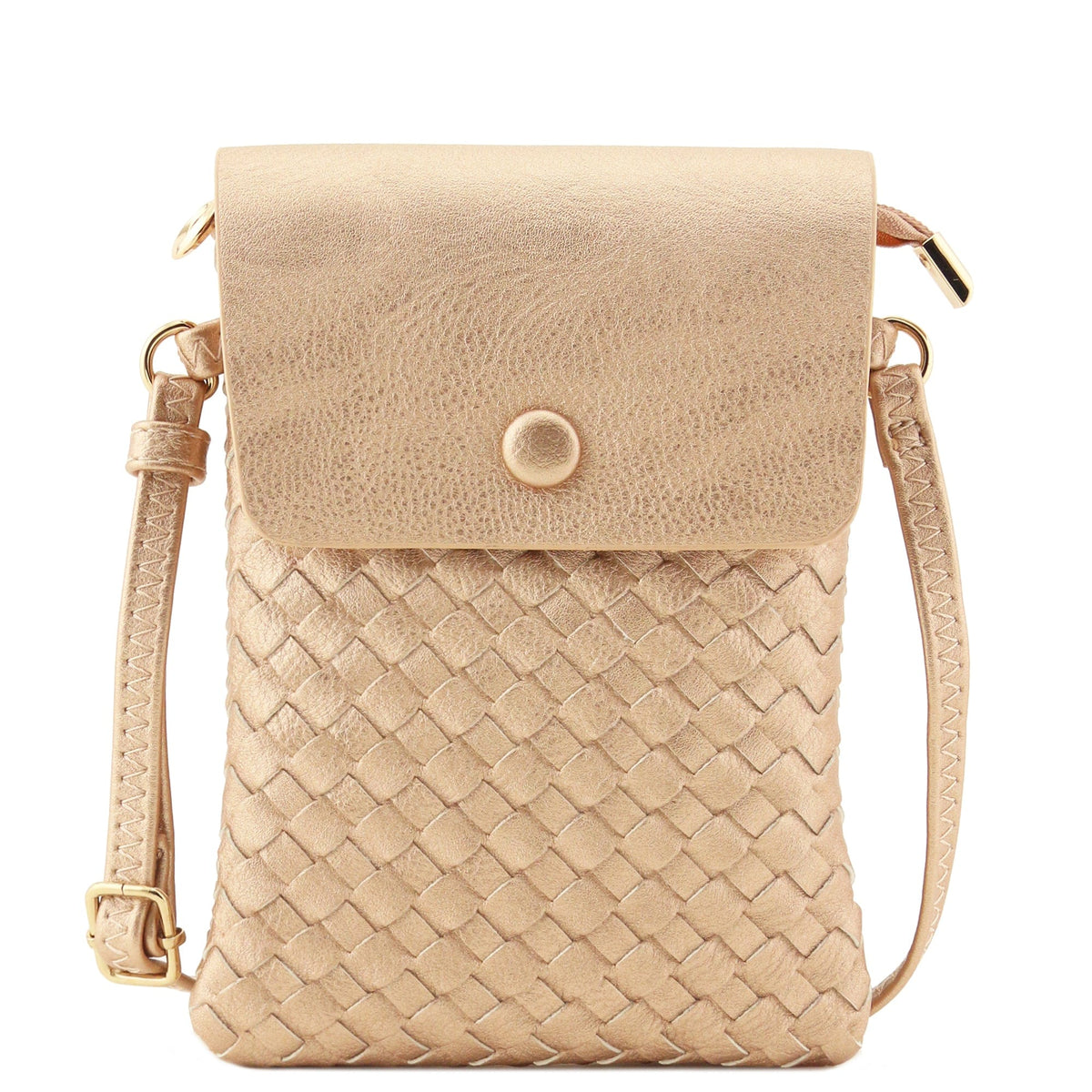 WU115 Wanda Woven Flapover Crossbody Bag Cell Phone Purse - MiMi Wholesale