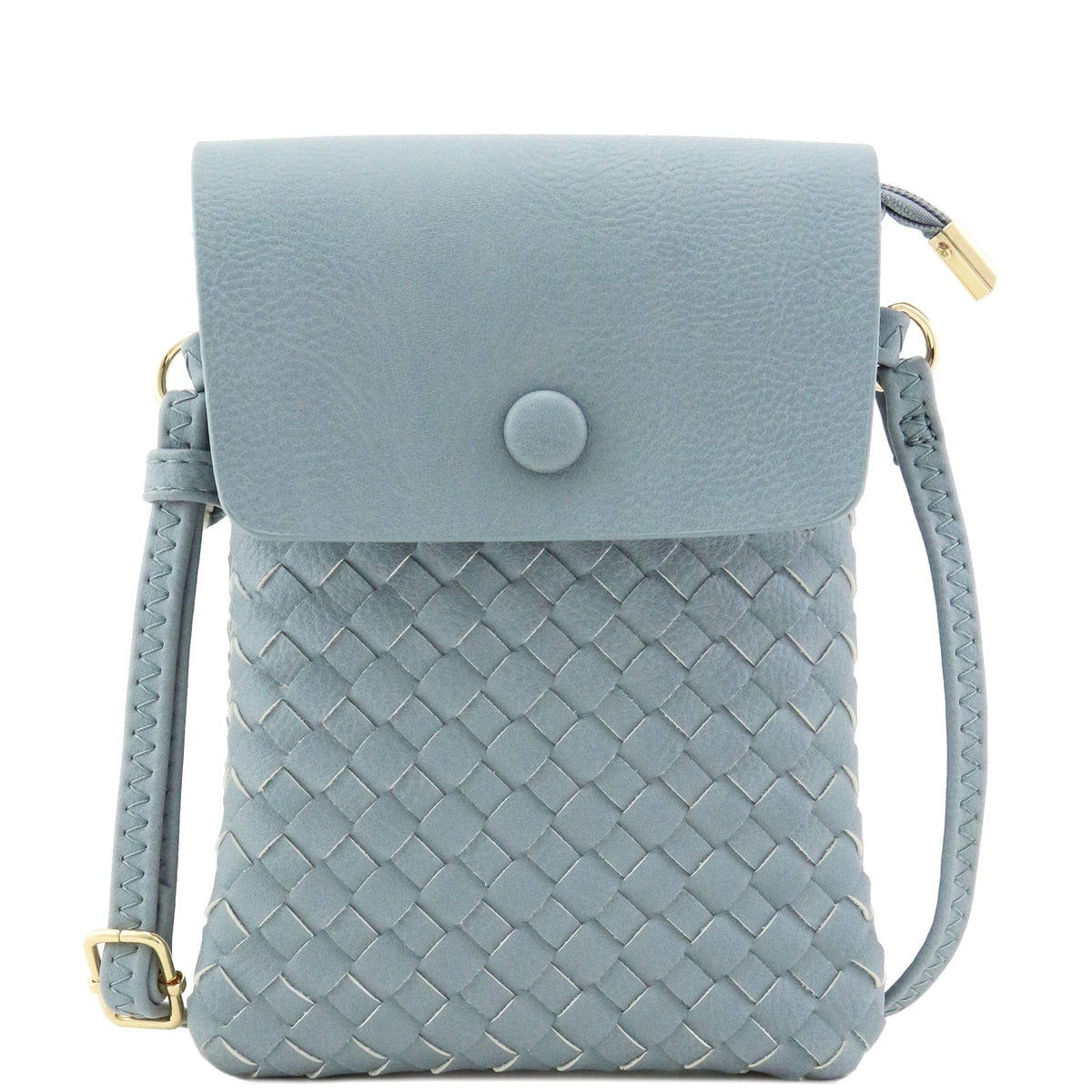 WU115 Wanda Woven Flapover Crossbody Bag Cell Phone Purse - MiMi Wholesale