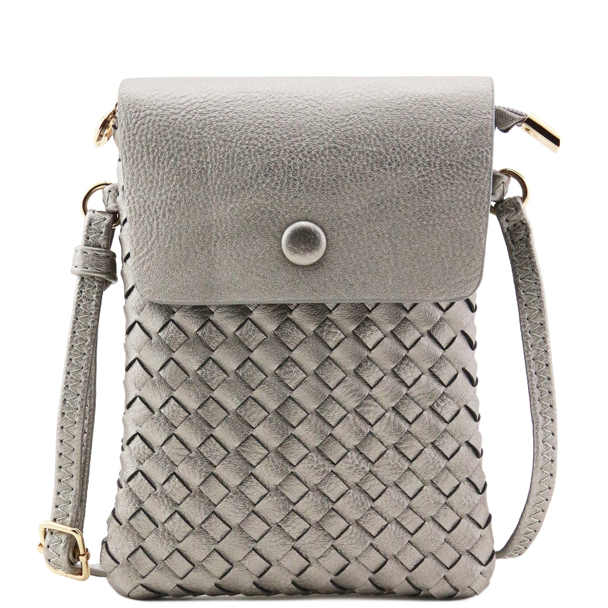 WU115 Wanda Woven Flapover Crossbody Bag Cell Phone Purse - MiMi Wholesale