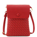 WU115 Wanda Woven Flapover Crossbody Bag Cell Phone Purse - MiMi Wholesale