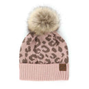 YJ2091 Audrey Leopard Pattern Pom Beanie - MiMi Wholesale