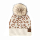 YJ2091 Audrey Leopard Pattern Pom Beanie - MiMi Wholesale