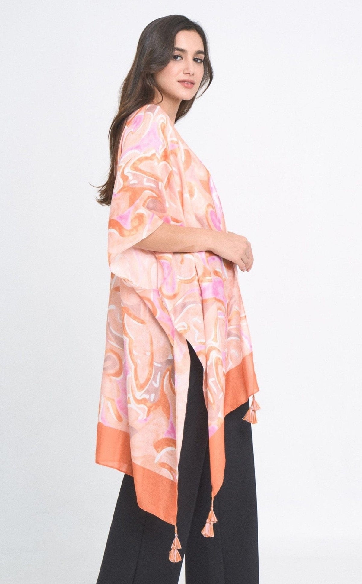 YLK310081 Sasha Swirl Print Kimono - MiMi Wholesale