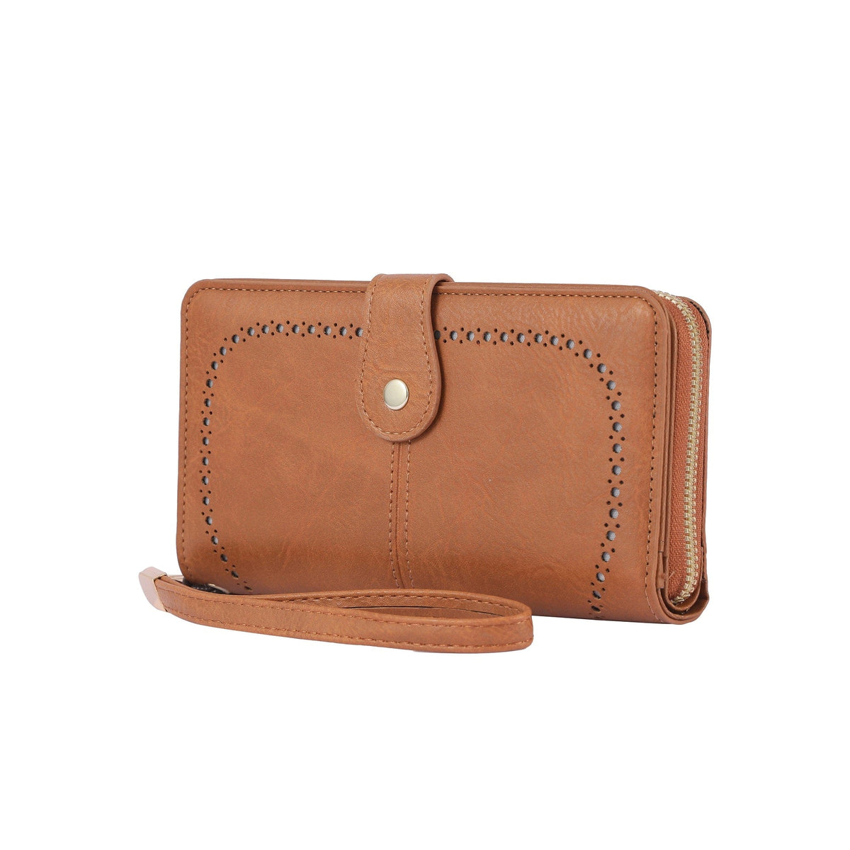 YX25793 Rachel Vegan Leather Laser Cut Out Detail Wallet/Wristlet - MiMi Wholesale