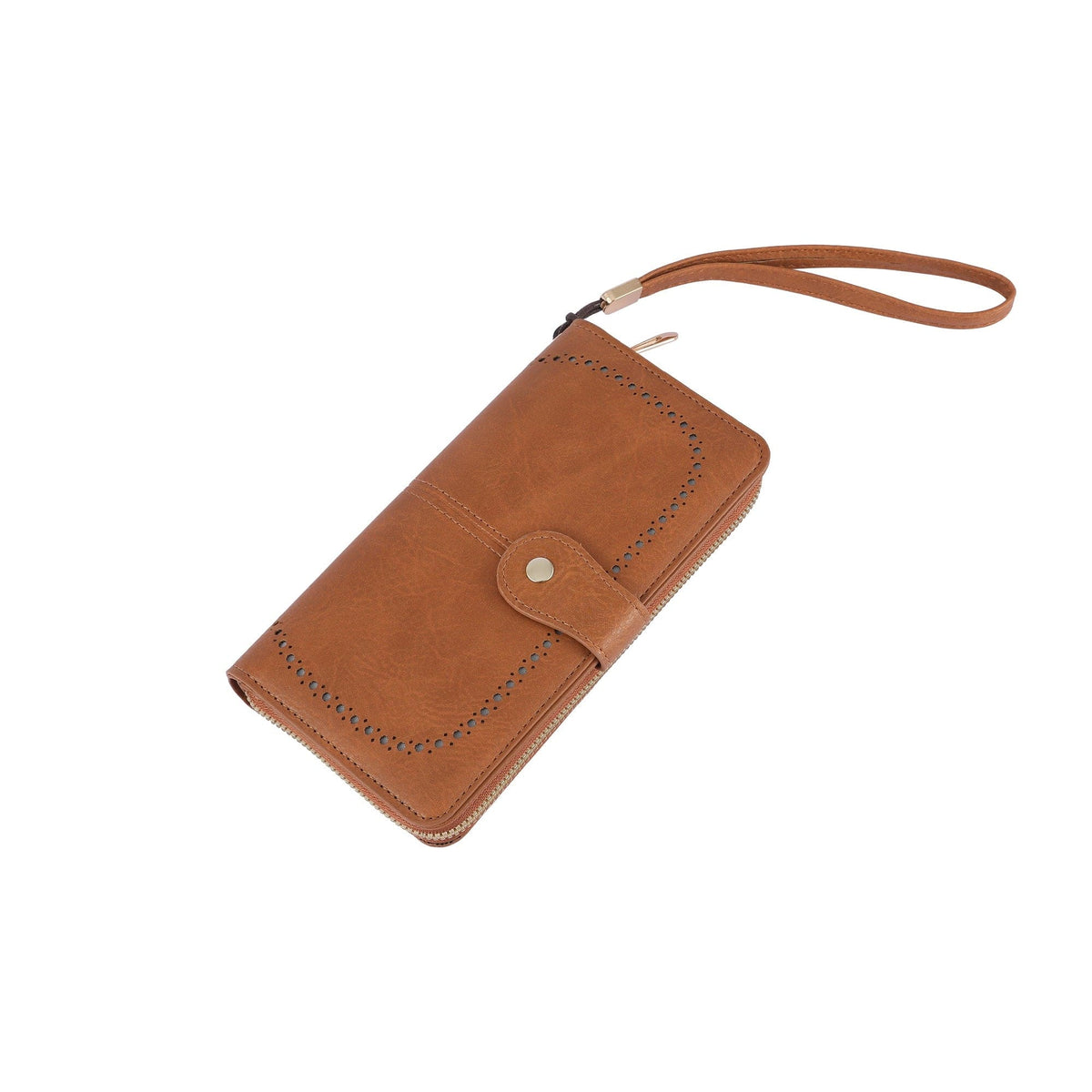 YX25793 Rachel Vegan Leather Laser Cut Out Detail Wallet/Wristlet - MiMi Wholesale